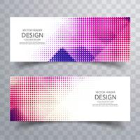 Conjunto de banners de semitono colorido abstractos vector