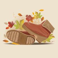 Close up view of stylish fall boots on dusty road vector