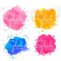 Abstract colorful watercolor splash set vector