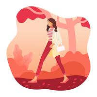 Chica en vector de moda de otoño