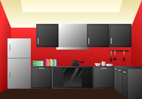 Realistic Kitchen Room Design Elements Vector