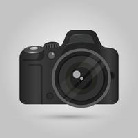 Realistic DSLR Camera Front View With Gradient background Vector Illustration