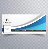 Modern blue wave facebook template cover vector