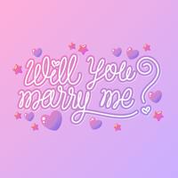 Hand Lettering Will You Marry Me Engagement Proposal Vector