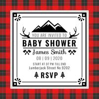 Baby Shower Invitation Buffalo Plaid Style Vector