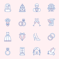 Wedding Outline Icon Vector Set