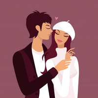 Pareja dedicada en la ilustración de amor vector