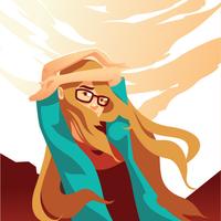 Girl With Wavy Hair and Glasses vector