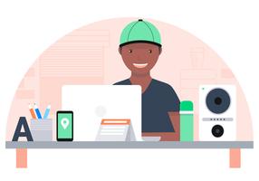 Vector Designer at Desk Illustration