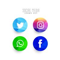 Abstract modern social media icons set vector