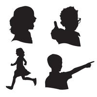 siluetas de niños vector