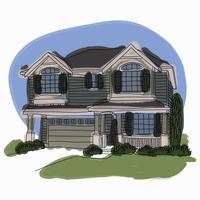 Familiar Watercolored House vector