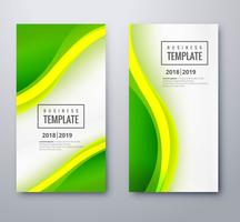 Abstract green wavy banners set template design vector