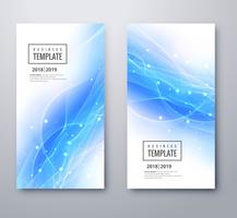 Abstract blue wave banners set template illustration vector