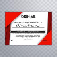 Abstract red certificate template background vector