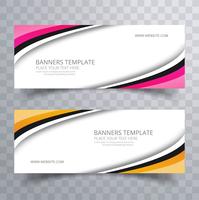 Elegant colorful stylish wavy banners set template vector