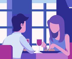 People Eating At Restaurant Illustration vector