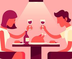 People Eating At Restaurant Illustration vector