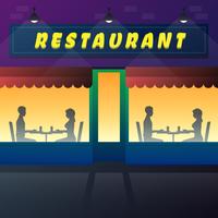 Couples Eating And Talking In Restaurant Or Coffee Shop Illustration vector