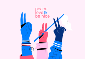 Hands Up Symbol Peace And Love Vector Flat Illustration