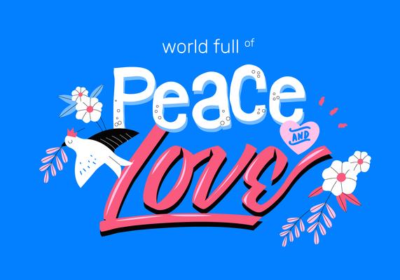 Peace And Love Typogrphic Flat Vector Illustration