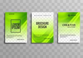 Abstract green business brochure wave set template vector