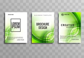 Abstract business brochure green wave template design vector