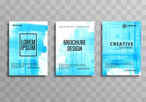 Abstract blue watercolor business brochure background set vector