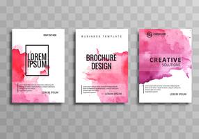 Abstract colorful watercolor business brochure template set vector