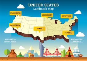 United States Landmark Map vector