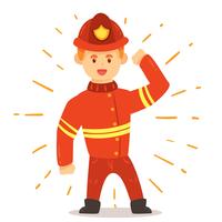 Firefighter On White Vector