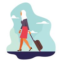 Woman with suitcase vector