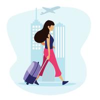 woman with suitcase vector