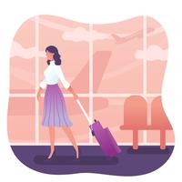 Woman with Suitcase Vector