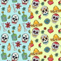 Cute Pattern Day Of Dead With Sugar Skulls vector