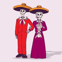 The Skeleton Day Of The Dead Wedding Vector Illustration