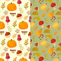 Cute Falls Pattern With Leaves, Pumpkin And Mushrooms vector