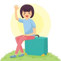 Woman With Suitcase Vector