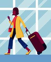 Woman With Suitcase Illustration vector