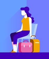 Woman With Suitcase Illustration