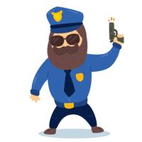 Police Officer With Gun Vector