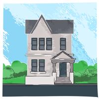 Hand Made Vector Sketch Of Old House Watercolor Artwork