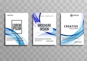 Abstract colorful wave buisness brochure template set design vector