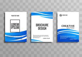 Modern blue wave business brochure template set vector