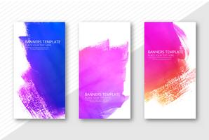 Beautiful colorful watercolor banners set design template vector