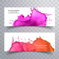 abstract paint brush strokes header set design vector