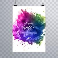 Happy holi festival.holi folleto salpicaduras de colores ba de acuarelas vector