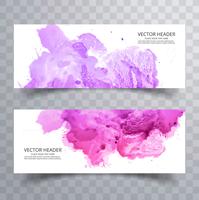 abstract paint brush colorful watercolor header set background vector