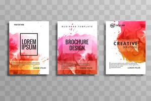 abstract watercolor business brochure set design vector