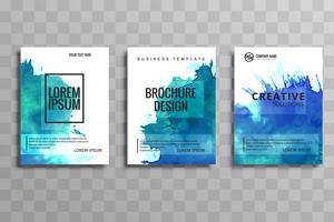 Modern watercolor business brochure set of cards vector design